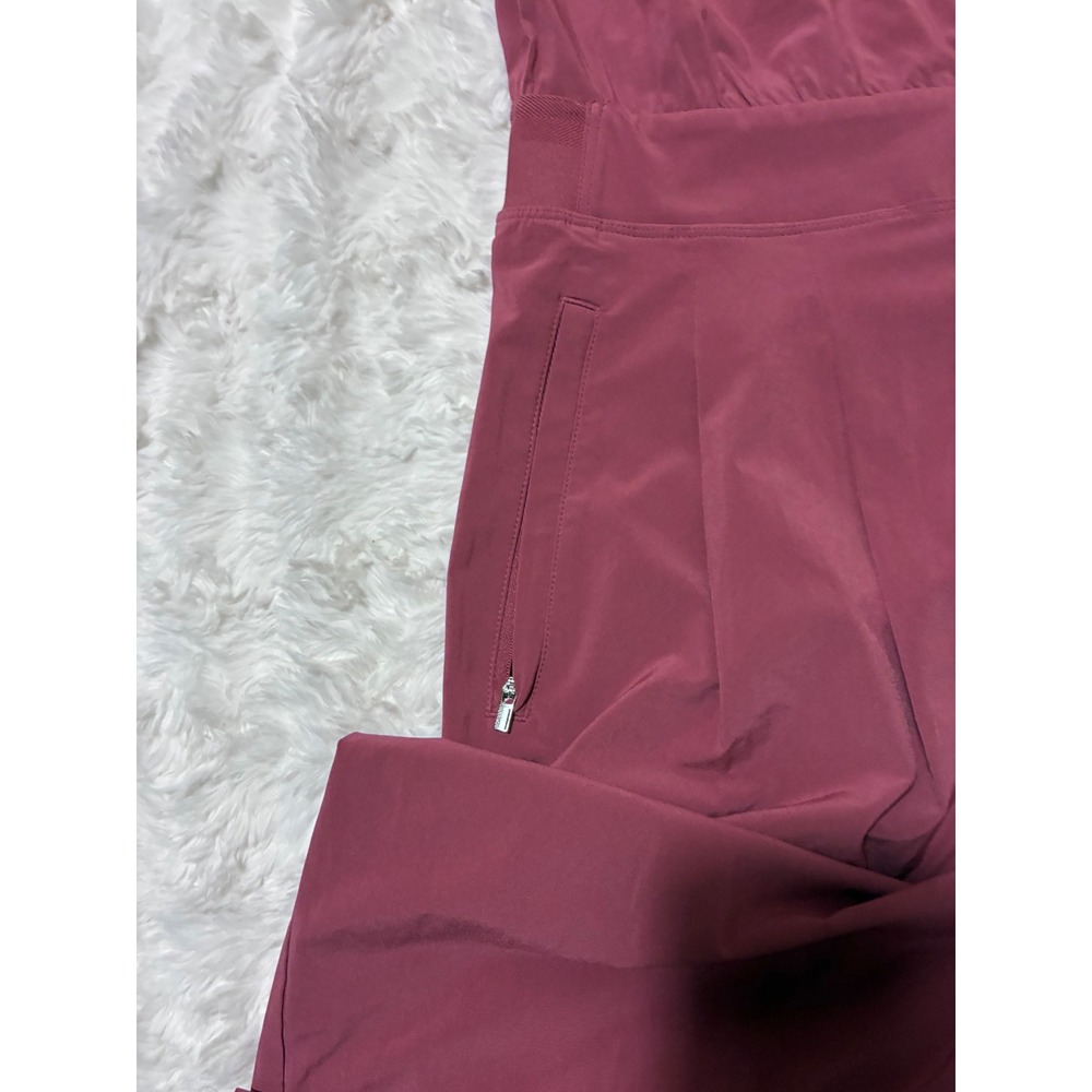 Athleta Women 12 Brooklyn Heights Sleeveless Jumpsuit Maroon Wide Leg Boho - Picture 8 of 10